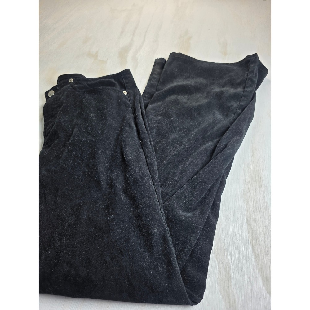 LEI Black Velvet Flare Pants Y2K Grunge Goth Minimalist Size 13 Stretch Trouser